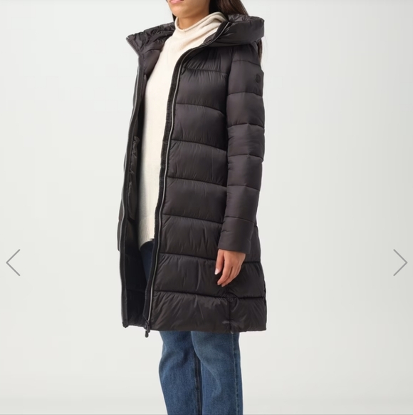 SAVE THE DUCK Dark Brawn Long Puffer Jacket, Size L - Picture 8 of 16